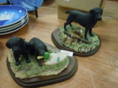 Two model figure studies by Border fine arts both of black labrador one AF