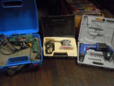 A selection of DIY tools including two Drills and similar