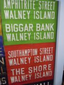 A vintage transport related destination roller blind for train tram or bus with local Barrow