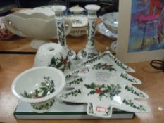 A christmas themed collection of Portmeirion including a pudding basin,tree shaped plate and