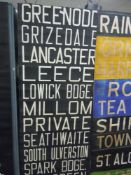 A vintage transport related destination roller blind for train tram or bus with local Lancaster