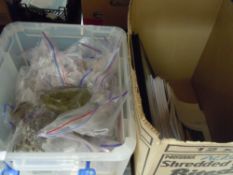 A collection of rock and mineral specimens.