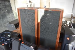 A pair of Jordan Watts speakers in stylised teak vintage cabinets