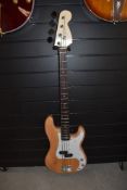 A parts built P bass, similar to Fender Precision, having Kent Armstrong pickups, flat and wound