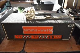 A vintage Simms-Watts 100 valve amplifier head