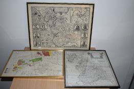 Maps. A small selection. An uncoloured Robert Morden's Lancashire; an early 20th century reprint