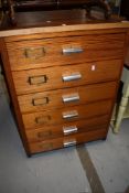 A vintage part pitch pine six drawer chest, approx. 62cm width