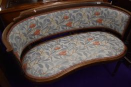 An Edwardian mahogany salon settee, with later upholstery, width approx. 114cm