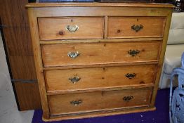 A Victorian stripped chest of two over three drawers, width approx. 118cm