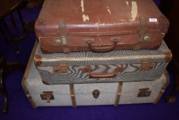 Three vintage travel trunks and cases
