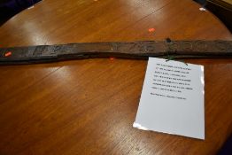 A settle rail , original from Masons Arms, Strawberry Bank, Cartmel Fell, which was owned by the