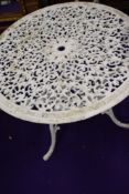 A cast alluminium garden table, diameter approx. 69cm