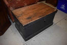 A period rustic part stripped bedding or tool chest