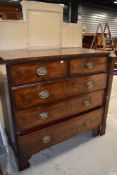 A 19th Century mahogany chest of two over three drawers, having brass dropped handles, width approx.