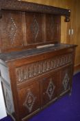 An 18th Century and later composite court cupboard, dimensions approx. W128cm D40cm 161cm