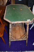 A vintage bamboo occasional table, with wooden undertier, width approx. 61cm
