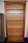 A modern pine open bookshelf, width approx. 87cm height 180cm