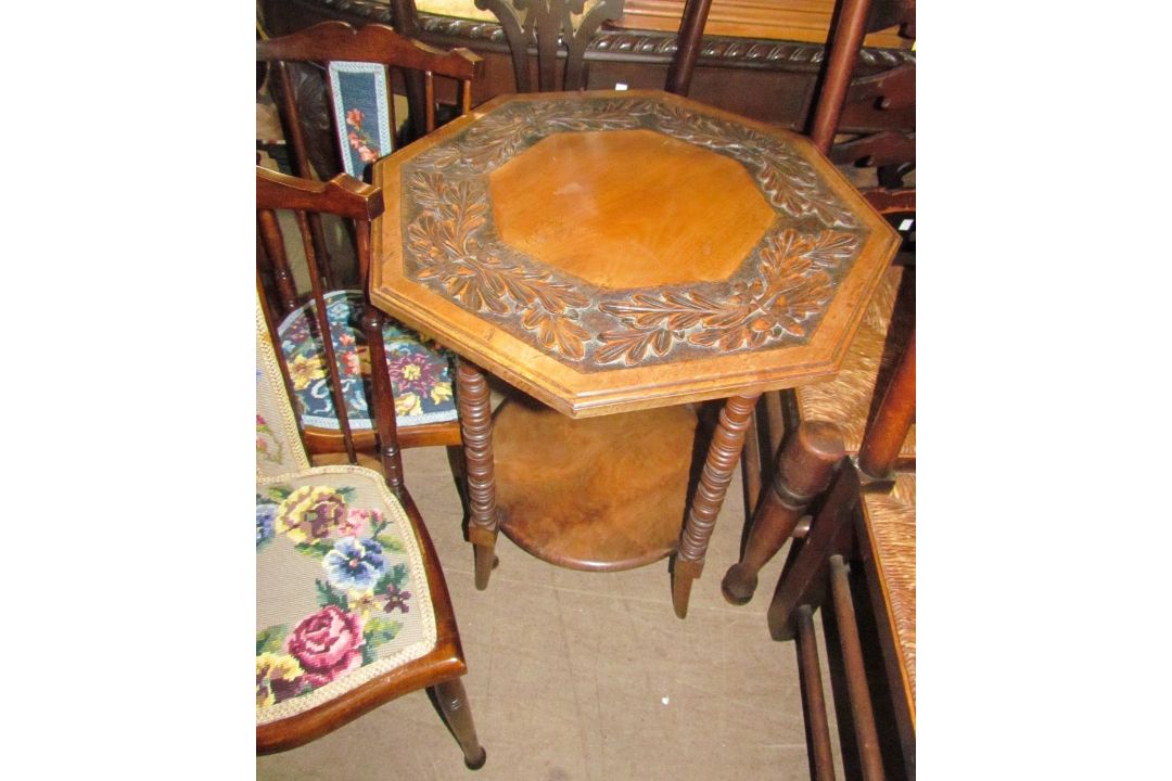 A carved occasional table together with a pair of bedroom chairs and a salon chair - Image 2 of 3