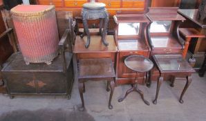 An Edwardian mahogany coal purdonium together with a mahogany bedside cabinet,