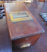 A Gledhill's Patent Cash Till in mahogany with brass fittings
