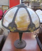 A Tiffany style table lamp with smoked glass panels,
