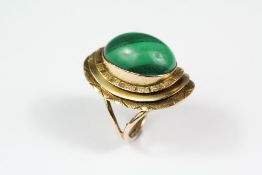 A 9ct Yellow Gold and Malachite Dress Ring