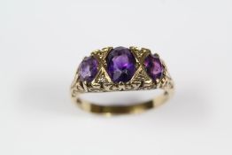 9ct Yellow Gold and Amethyst Ring