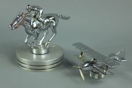 A Silver Metal Racehorse Car Mascot