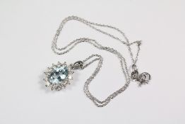 An 18ct White Gold Aquamarine and Diamond Necklace