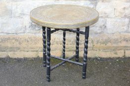 A Cairoware Brass Tea Table