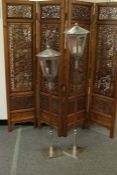 Two Extendable Chrome-Plated Patio Candle Lamps