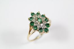 A 9ct Yellow Gold Emerald and Diamond Ring