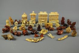 20th century Resin and Carved Wood Netsuke