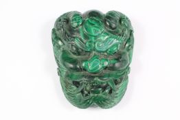An Unusual Chinese Malachite Belt Buckle