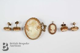 Two Pairs of 9ct Shell Cameo Earrings