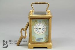 Miniature Brass and Porcelain Carriage Clock