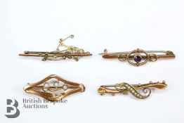 Two 9ct Gold Bar Brooches
