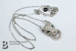 Silver and CZ Panther Necklace