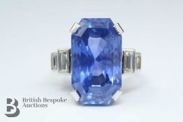 An Outstanding Natural Sri Lankan 22ct Cornflower Blue Sapphire & Diamond Ring