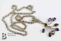 White Metal Stone Necklace