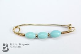 18ct Yellow Gold Turquoise Brooch