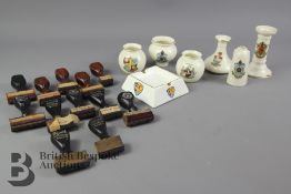Miscellaneous Lot - Crested Ware and Baumgarten US Rubber Stamps