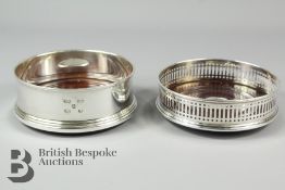 Two Silver Bottle Coasters