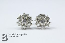 Pair of 18ct White Gold Diamond Cluster Earrings