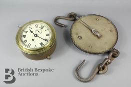 Brass Marine Clock and Salter Scales