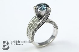 Sophia Fiori Venezia 14k White Gold and Blue Diamond Engagement Ring