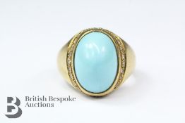 Bespoke Theo Fennell 18ct Gold Turquoise and Diamond Ring
