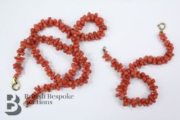 Antique Coral Necklace and Bracelet