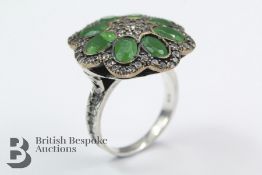 9ct Gold, Silver, Emerald Dress Ring