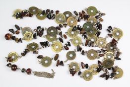 A Chinese Hardstone and Antique Coin Necklaces
